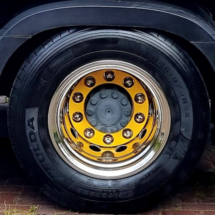 RVS wielring 22,5 inch ALU - wielring open voor vrachtwagen wiel met 10 bout gaten - geschikt voor ALU / ALCOA velg