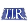 T.I.R. bord BLAUW met letters WIT