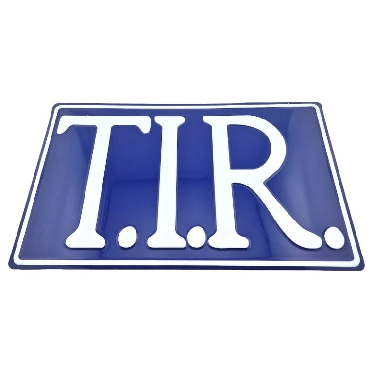 T.I.R. Schild BLAU mit WEISSEN Buchstaben