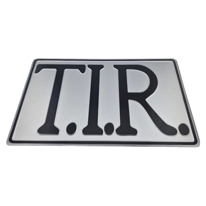 T.I.R. bord ZILVER met letters ZWART