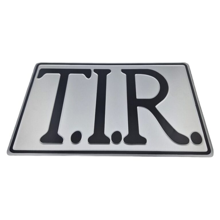 T.I.R. sign SILVER with BLACK letters