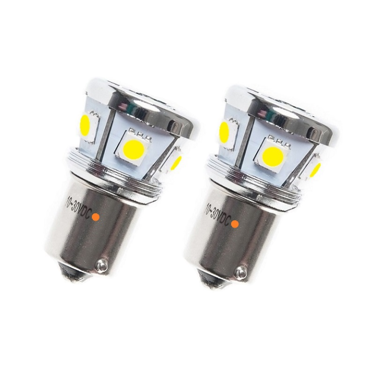 Nedking BA15S LED bulb ORANGE - LED bulb for 12 and 24 volt use - equipped with 8 SMD LEDs