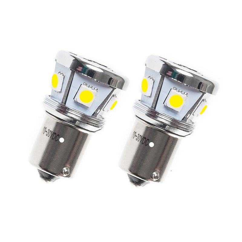 Nedking BA15S LED Lampe Xenon WEISS – LED Lampe für 12 und 24 Volt Einsatz – mit 8 SMD LED
