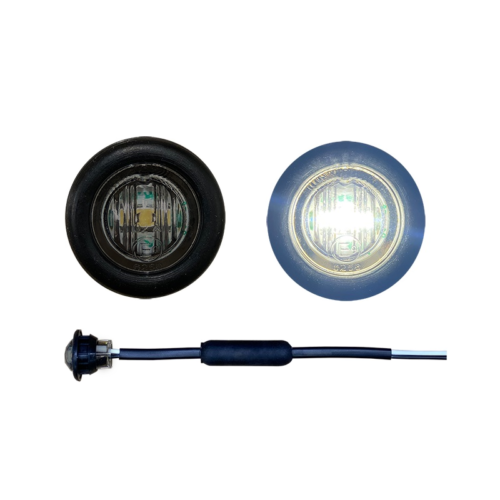 NEDKING LED Markierungsleuchte 28 mm WEISS mit DUNKEL-/RAUCHE-Glas – für LKW und Anhänger – EAN: 6090536711796