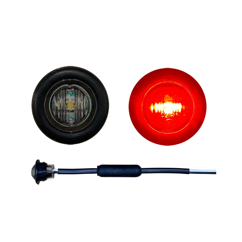 NEDKING LED Markierungsleuchte 28 mm ROT mit DUNKEL-/RAUCHE-Glas – für LKW und Anhänger – EAN: 6090541653685