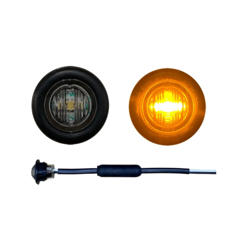 NEDKING LED Markierungsleuchte 28 mm ORANGE mit DUNKEL-/RAUCHERGlas – für LKW und Anhänger – EAN: 6090539214201
