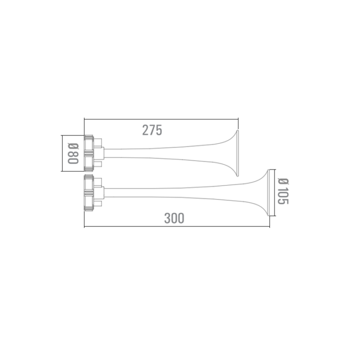 Afmetingen TN-532220 - Basuri Air Horn 12/24V