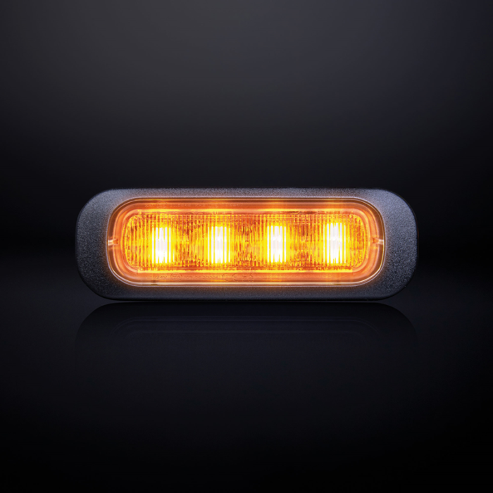 Strands Dark Knight 4 LED flitser ORANJE met helder glas - LED strobe met ECE R65 keurmerk - - Strands 850401 - EAN: 7350133813507