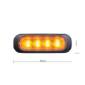 Strands Dark Knight 4 LED flitser ORANJE met helder glas - LED strobe met ECE R65 keurmerk - - Strands 850401 - EAN: 7350133813507