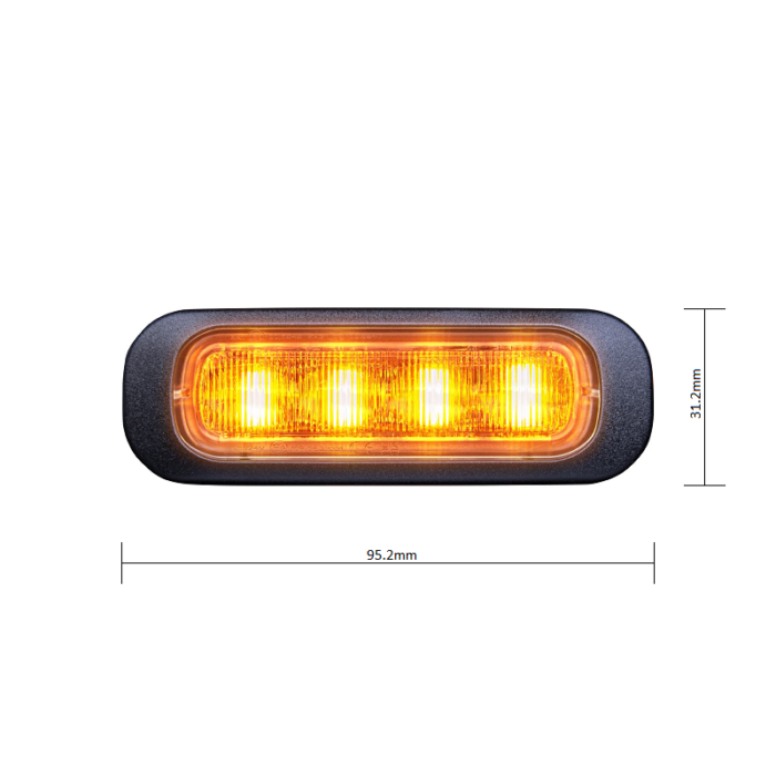 Strands Dark Knight 4 LED flitser ORANJE met helder glas - LED strobe met ECE R65 keurmerk - - Strands 850401 - EAN: 7350133813507