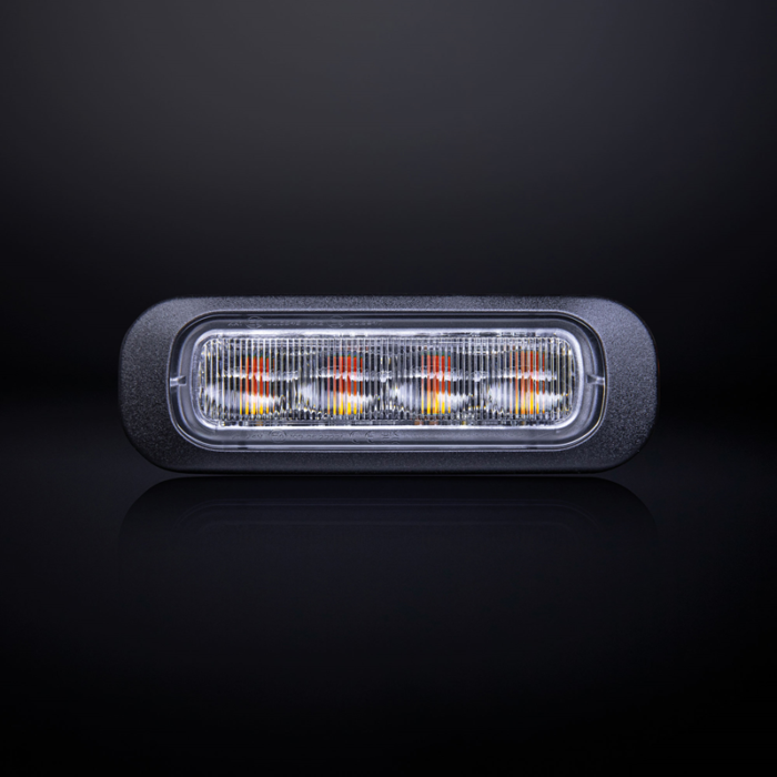 Strands Dark Knight 4 LED flitser ORANJE met helder glas - LED strobe met ECE R65 keurmerk - - Strands 850401 - EAN: 7350133813507