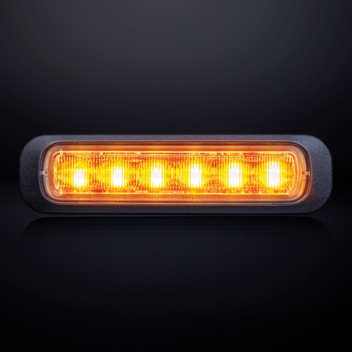 Strands Dark Knight 6 LED flitser ORANJE met helder glas - LED strobe met ECE R65 keurmerk - - Strands 850403 - EAN: 7350133813521