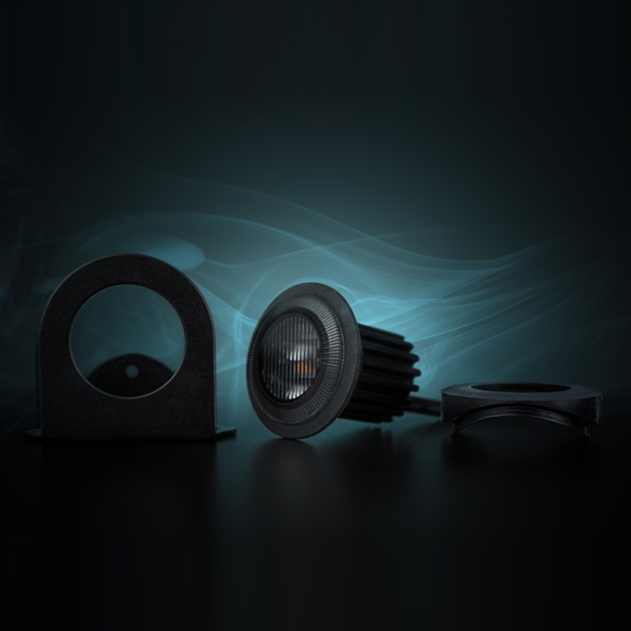 Strands Dark Knight Gloria LED-Blitzer ORANGE mit dunklem / Smoke-Glas - LED-Strobe mit ECE R65 Prüfzeichen - Strands 850419 - EAN: 7350133816621