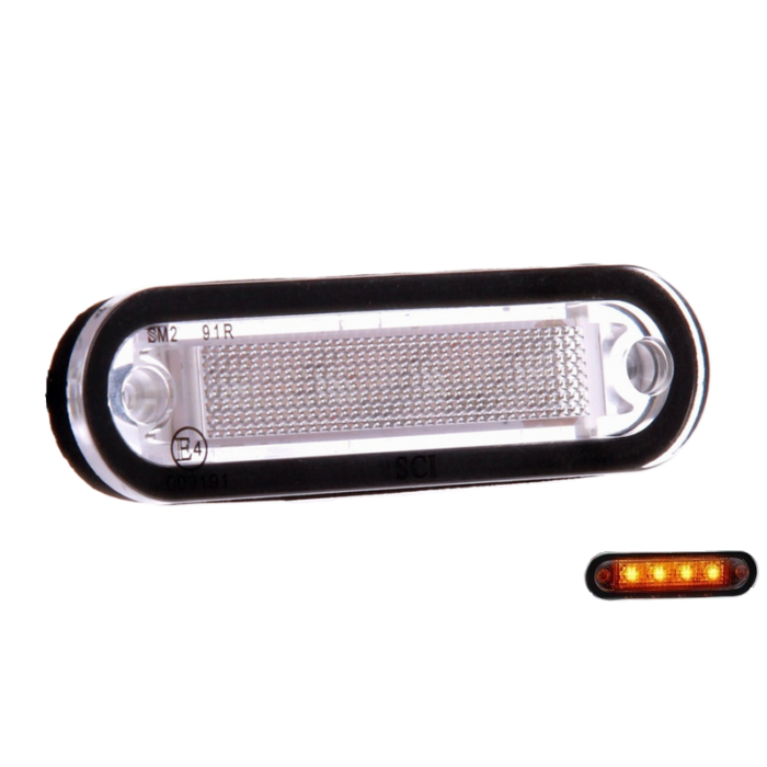 C2-98 markeringslamp ORANJE - AEB LED markeringslamp wit met helder glas - ECE R91 keurmerk - voor 12 & 24 volt gebruik - EAN: 5414184550568