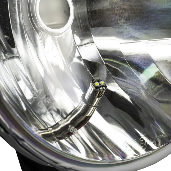 HIDE AWAY strobe light ORANGE / AMBER mounted in a Hella high beam with separate T10 fitting
