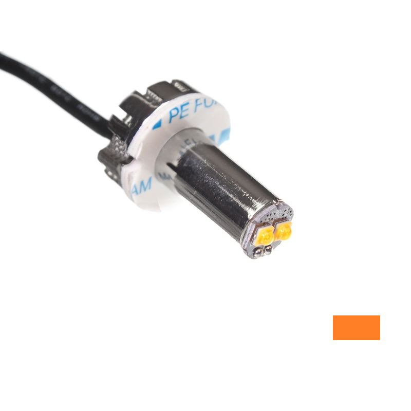 Hidemish LED Einbaublitz ORANGE – LED Warnlampe für 12- und 24-Volt-Betrieb – Scheinwerferblitz BERNSTEIN – mit 3,15 m Kabel – Produkt von AEB Belgien –