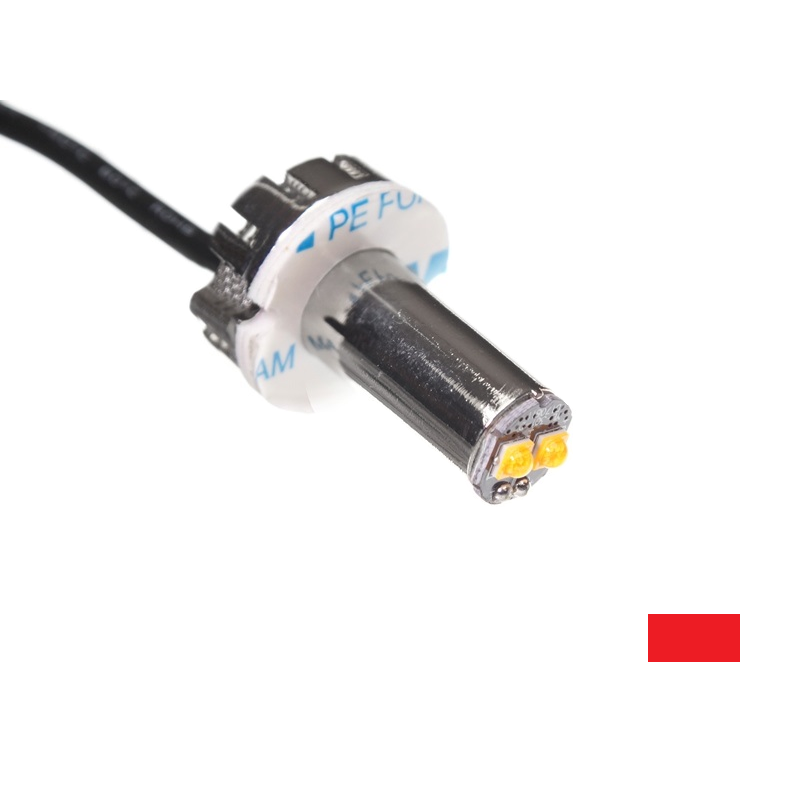 Hidemish LED inbouw flitser ROOD - LED waarschuwingslamp voor 12 & 24 volt gebruik - koplamp flitser ROOD - met 3.15m kabel - AEB Belgium product -