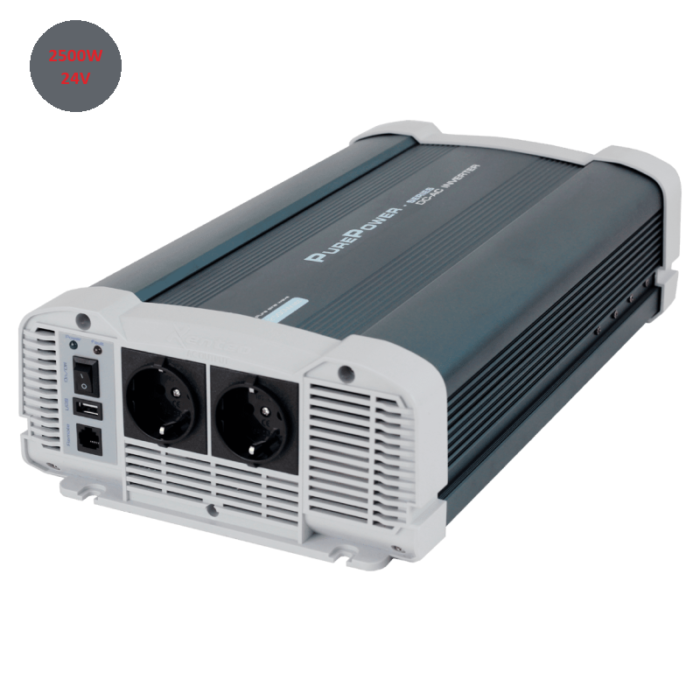 Purepower sinus Spannungswandler 2500W - 24v - Wechselrichter geeignet für 24-Volt-Betrieb - LKW, Wohnmobil, Boot oder andere Fahrzeug- oder Wasserfahrzeugtypen mit 24-Volt-Anschluss - wird inkl. Anschlussmaterial und Anleitung geliefert 