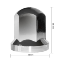 Kunststof wielmoerdoppen 32mm - 55mm hoog - wielaccessoire die geschikt is voor een DAF, MAN, Mercedes en Iveco vrachtwagen - chrome accessoire voor de wielen - EAN: 7323030175078