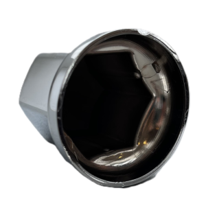 Kunststof wielmoerdoppen 33mm - 55mm hoog - wielaccessoire die geschikt is voor een Scania, Volvo en Renault vrachtwagen - chrome accessoire voor de wielen - EAN: 7323030169077