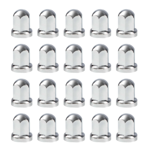 Kunststof wielmoerdoppen 33mm - 55mm hoog - wielaccessoire die geschikt is voor een Scania, Volvo en Renault vrachtwagen - chrome accessoire voor de wielen - EAN: 7323030169077