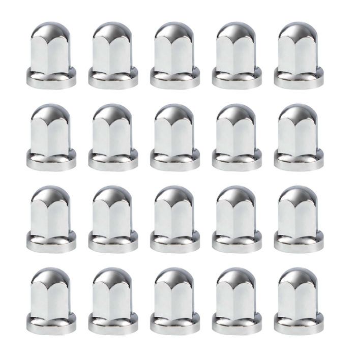 Radmuttern Abdeckkappe Kunststoff 33mm - 55mm hoch - Radzubehör passend für Scania, Volvo und Renault LKW - Chrom-Zubehör für die Räder - EAN: 7323030169077