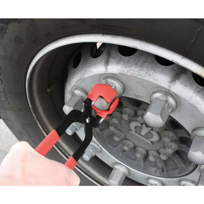 Wheel nut cap pliers Heavy Duty with rubber handle and protection - nut cap pliers for a truck and fits 32 and 33mm caps