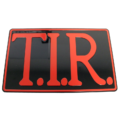 T.I.R. bord ZWART met letters ROOD