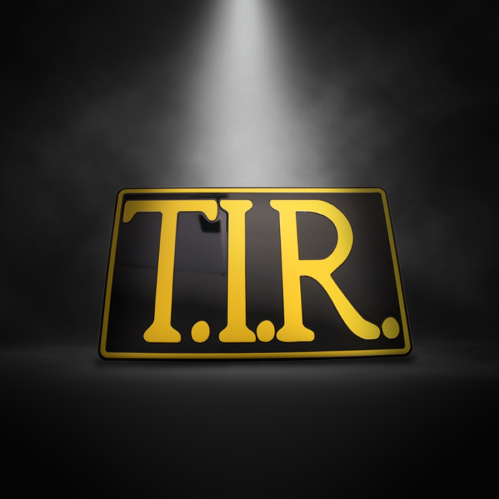T.I.R. bord ZWART / GEEL – 40x25cm