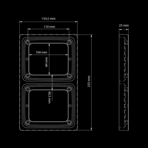 Strands IZE frame DOUBLE vertical - suitable for IZE LED / HELLA and LEDON lamps - easy mounting with 8 bolts - MOUNTING FRAME DANISH REAR BUMPER - Strands 800636 - EAN: 7323030190101