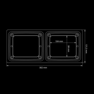 Strands IZE frame DOUBLE horizontal - suitable for IZE LED / HELLA and LEDON lamps - easy mounting with 8 bolts - MOUNTING FRAME DANISH REAR BUMPER - Strands 800637 - EAN: 7323030190118