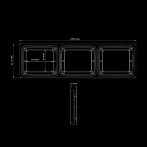 Strands IZE frame 3 holes horizontal - suitable for IZE LED / HELLA and LEDON lamps - easy mounting with 12 bolts - MOUNTING FRAME DANISH REAR BUMPER - Strands 800638 - EAN: 7323030190125