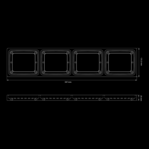 Strands IZE Rahmen 4 Löcher horizontal – passend für IZE LED / HELLA und LEDON Lampen – einfache Montage mit 16 Schrauben – OBERFLÄCHENRAHMEN DÄNISCHER HECKSTOßSTANGE – Strands 800639 – EAN: 7323030190132