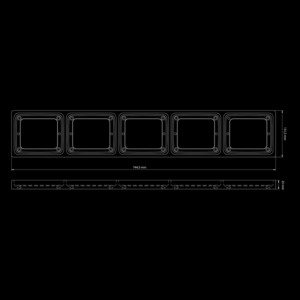 Strands IZE frame 5 holes horizontal - suitable for IZE LED / HELLA and LEDON lamps - easy mounting with 20 bolts - MOUNTING FRAME DANISH REAR BUMPER - Strands 800640 - EAN: 7323030190149