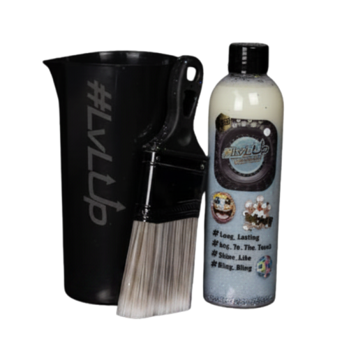 LvLup Tireshine 250ml - glitter edition + applicator - wet-look effect - tire black - tire protection against UV and dehydration - ultimate detailing - glitter