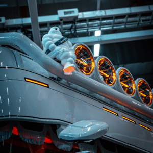 Michelin pop gemonteerd op een Scania