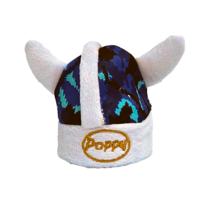 Poppy Viking hat BLAUW - Deens pluche - blikvanger op je dashboard - geschikt voor Poppy Grace Mate