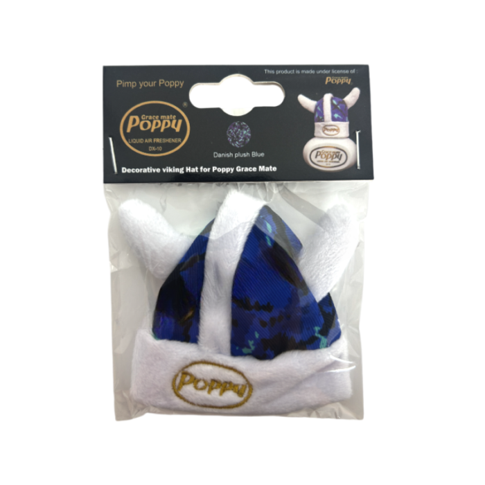 Poppy Viking hat BLAUW - Deens pluche - blikvanger op je dashboard - geschikt voor Poppy Grace Mate