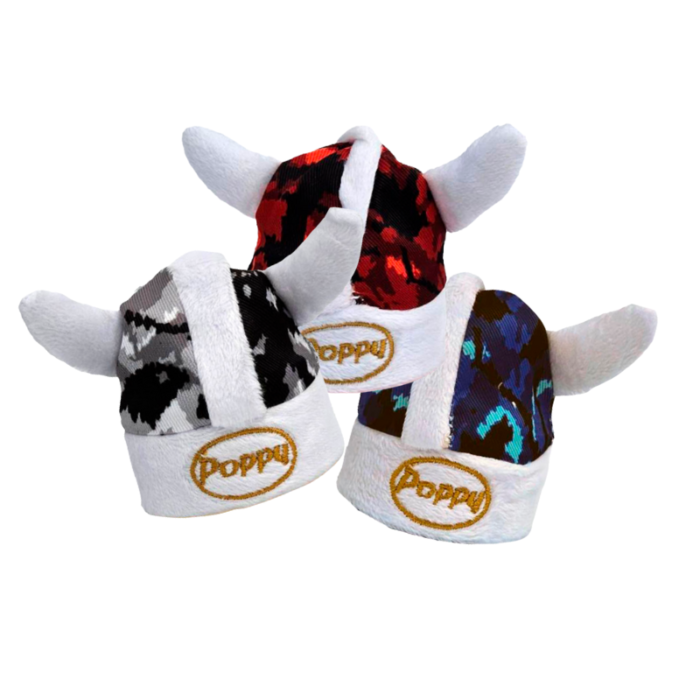 Poppy Viking hat BLAUW - Deens pluche - blikvanger op je dashboard - geschikt voor Poppy Grace Mate
