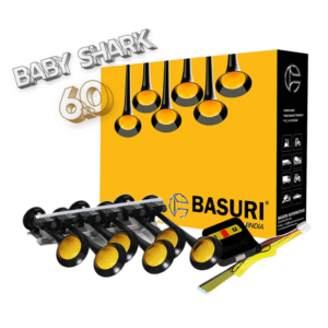 Basuri Baby Shark 6.0 Lufthupe für 12/24V-Betrieb – 135 dB laute Hupe, die nur mit einem Kompressor in Ihrem Auto, LKW, Traktor, Wohnmobil oder einem anderen Fahrzeugtyp verwendet werden kann.
