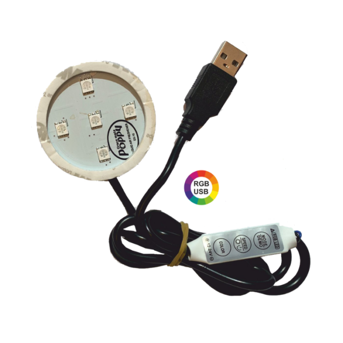 Poppy USB LED Lampe RGB - USB-A-Anschluss - TN-500221 - mit Schalter - EAN: 7111308063413