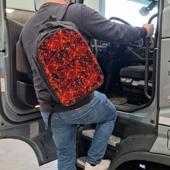 Backpack Danish Design - RED - old-school look - backpack with genuine Danish Plush - adjustable - especially for Danish Plush enthusiasts - Nedking