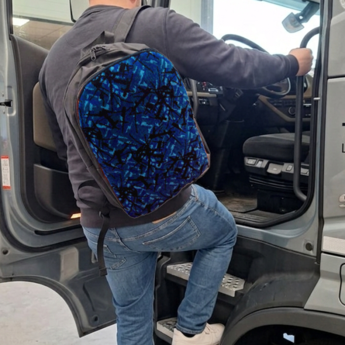 Rucksack Dänisch Design - BLAU - Oldskool-Look - Rucksack mit echtem dänischem Plüsch - verstellbar - speziell für Liebhaber von dänischem Plüsch - Nedking