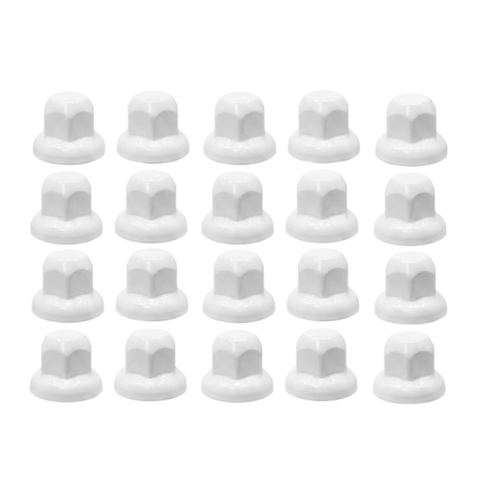 Kunststof wielmoerdoppen 32mm WIT - 45mm hoog - passend op MAN / Mercedes / Iveco / DAF - kleur: WIT - set van 20 stuks - voor staal en Alcoa wielen