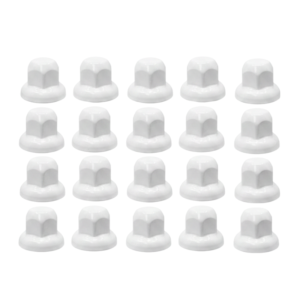 Kunststof wielmoerdoppen 32mm WIT - 45mm hoog - passend op MAN / Mercedes / Iveco / DAF - kleur: WIT - set van 20 stuks - voor staal en Alcoa wielen