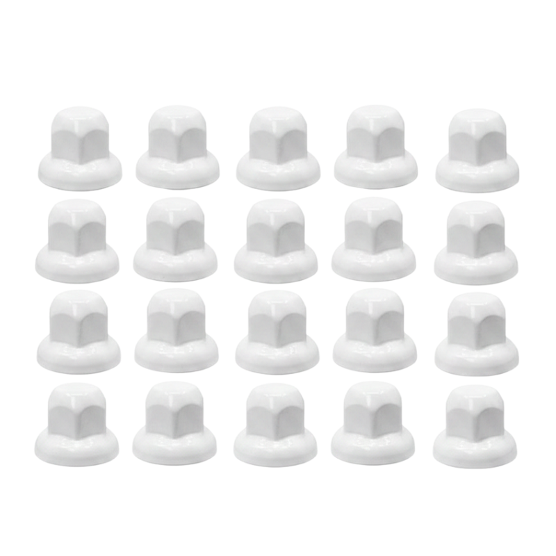 Kunststof wielmoerdoppen 32mm WIT - 45mm hoog - passend op MAN / Mercedes / Iveco / DAF - kleur: WIT - set van 20 stuks - voor staal en Alcoa wielen