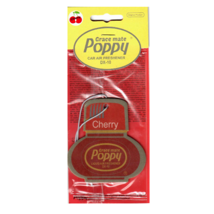 Poppy Grace Mate Cherry Duftanhänger - extra günstig - für dein Auto, deinen LKW oder dein Wohnmobil - mit Gummiband - dein Lieblings-Poppy-Duft - EAN: 8719689706142