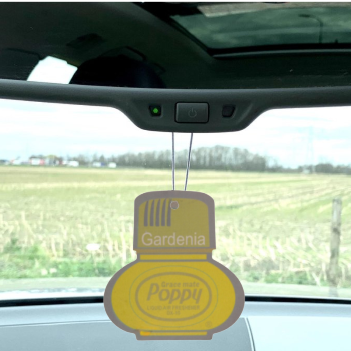 Poppy Grace Mate Gardenia Duftanhänger - extra günstig - für dein Auto, deinen LKW oder dein Wohnmobil - mit Gummiband - dein bevorzugter Poppy-Duft - EAN: 8719689706166