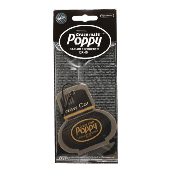 Poppy Grace Mate New Car Duftanhänger - extra günstig - für dein Auto, deinen LKW oder dein Wohnmobil - mit Gummiband - dein Lieblings-Poppy-Duft - EAN: 8719689706647