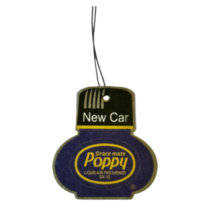 Poppy Grace Mate New Car Duftanhänger - extra günstig - für dein Auto, deinen LKW oder dein Wohnmobil - mit Gummiband - dein Lieblings-Poppy-Duft - EAN: 8719689706647